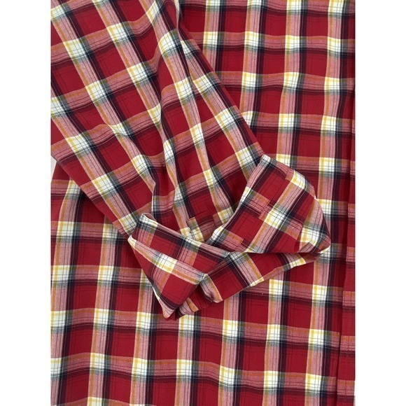 Chaps Ralph Lauren Easy Care Camp Shirt Red Plaid Button Up Long Sleeve Size XXL - Picture 10 of 10
